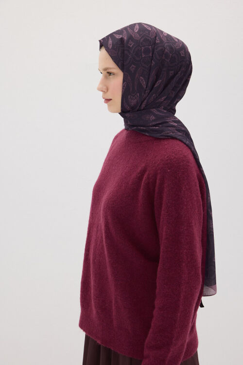 Softtime Flare Desen Mürdüm - Camellia Scarfs (1)