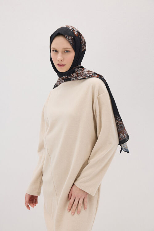 Softtime Soul Desen Kiremit/Siyah - Camellia Scarfs (1)
