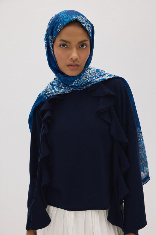 Softtime Soul Desen Lacivert - Camellia Scarfs (1)