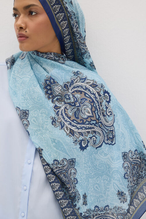 Softtime Soul Desen Mavi - Camellia Scarfs