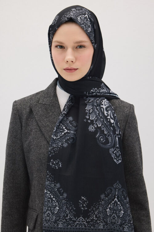 Softtime Soul Desen Siyah - Camellia Scarfs (1)