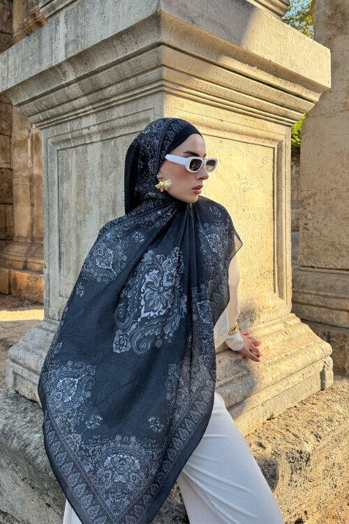 Softtime Soul Desen Siyah - Camellia Scarfs