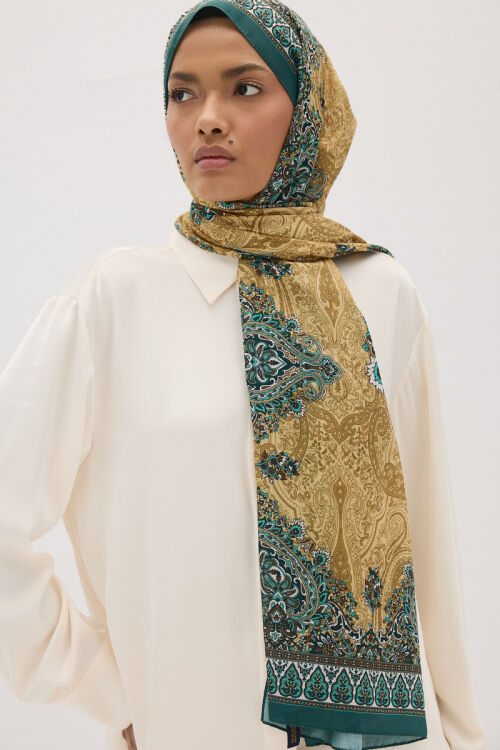 Softtime Soul Desen Yeşil - Camellia Scarfs