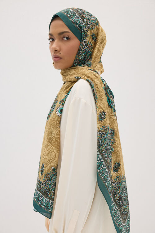 Softtime Soul Desen Yeşil - Camellia Scarfs (1)
