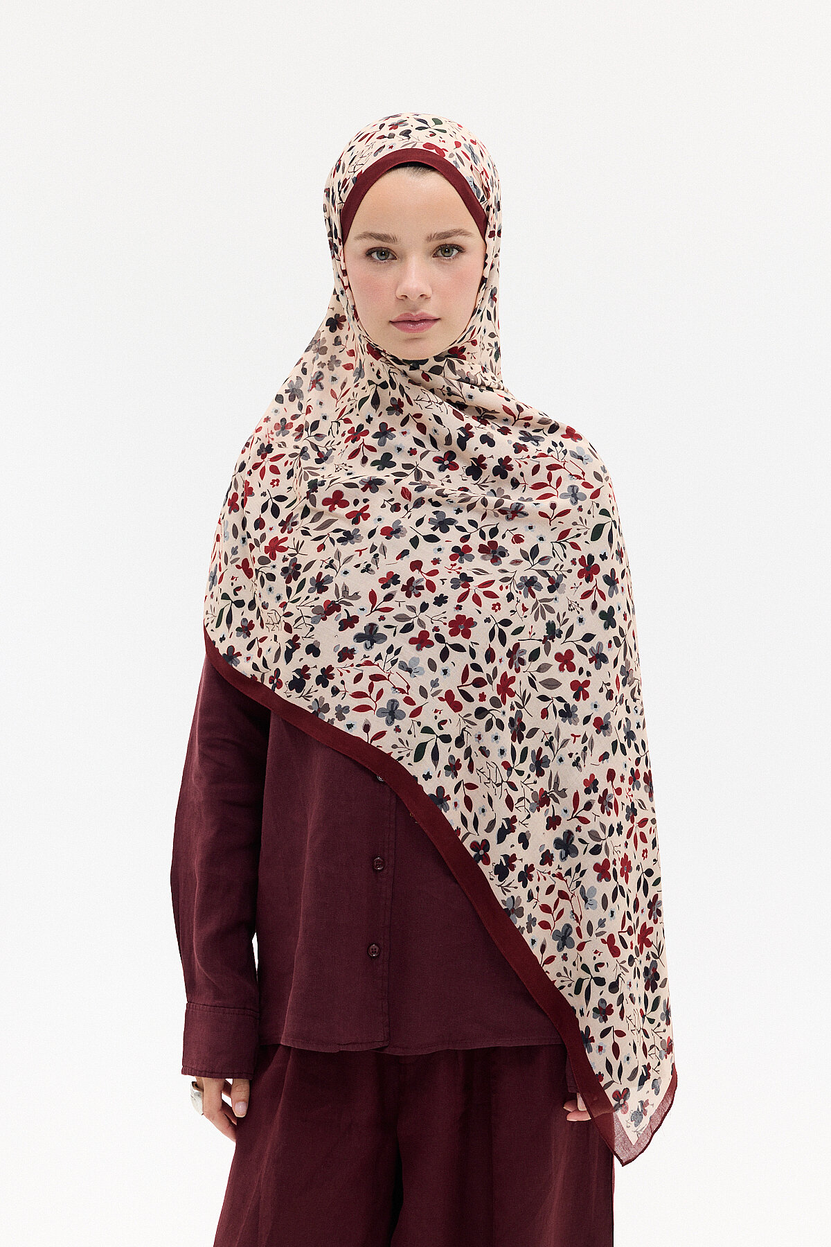 Sora Rami Şal - Bordo - Camellia Scarfs
