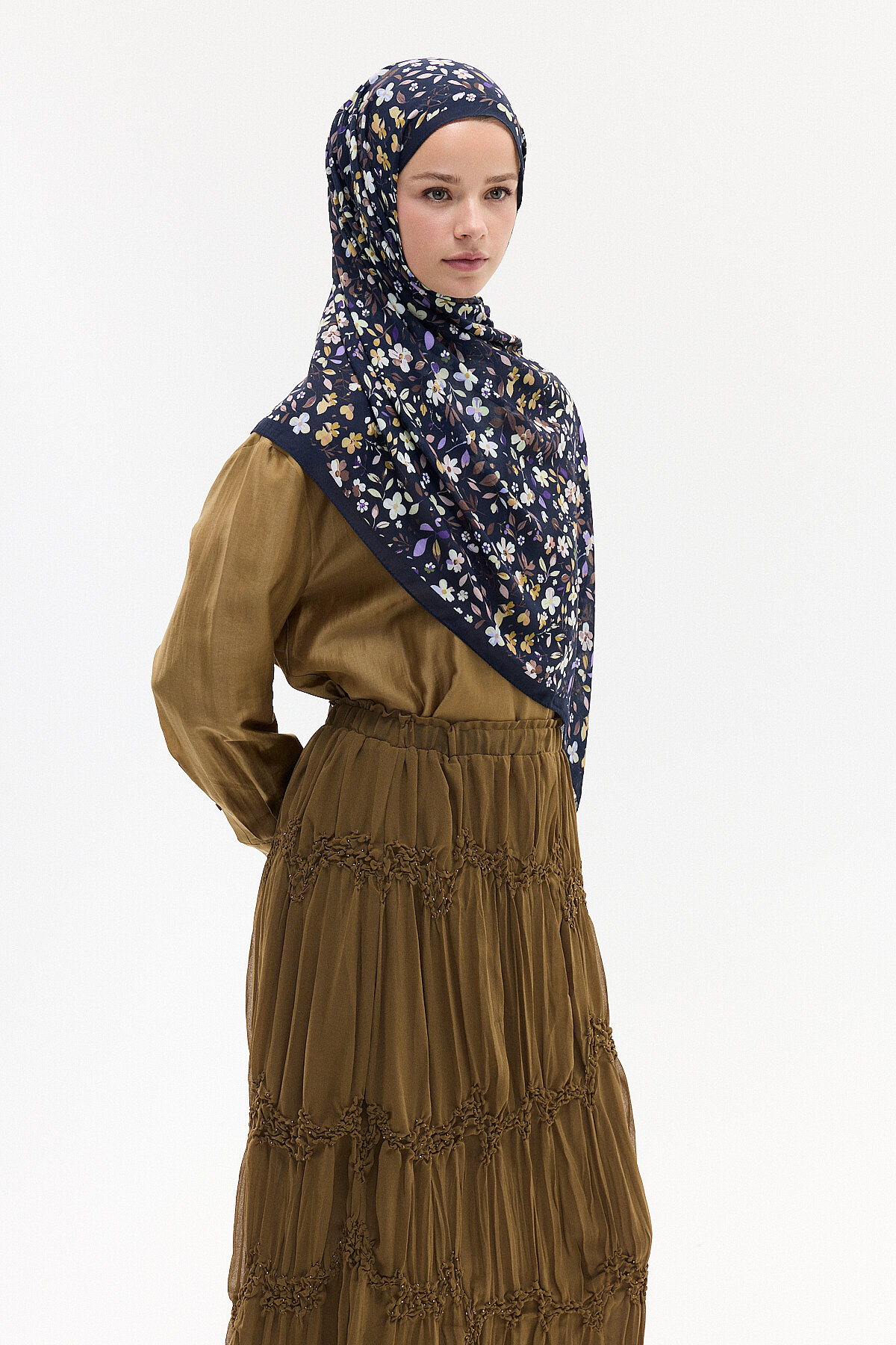 Sora Rami Şal - Lacivert - Camellia Scarfs (1)