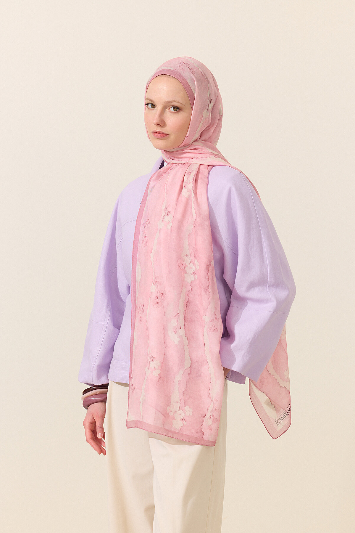 Spring Impression Velour — Pembe - Camellia Scarfs