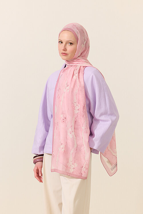 Spring Impression Velour — Pembe - Camellia Scarfs