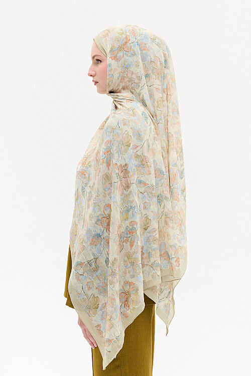 Suluboya Desen Kraş Şal - Olive - Camellia Scarfs