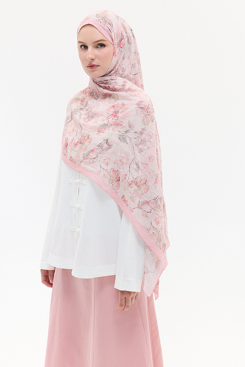 Suluboya Desen Kraş Şal - Pudra - 4
