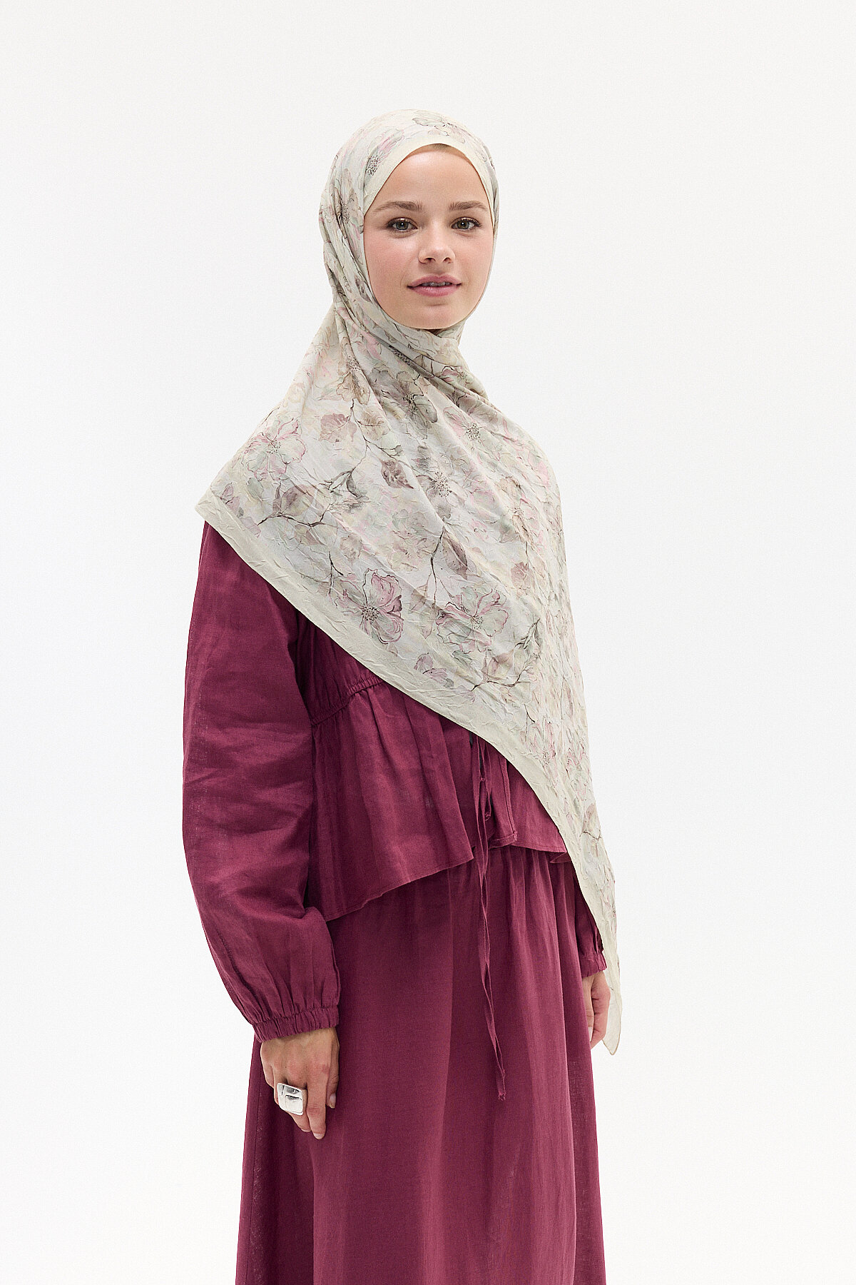 Suluboya Desen Kraş Şal - Taş - Camellia Scarfs (1)