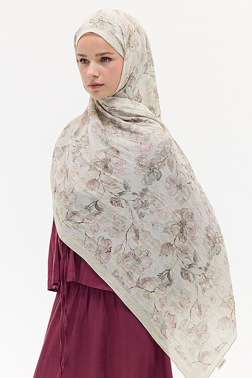 Suluboya Desen Kraş Şal - Taş - Camellia Scarfs