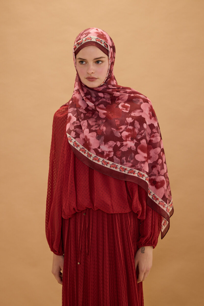 Tokyo Pamuk Soft Şal - Cherry - 1