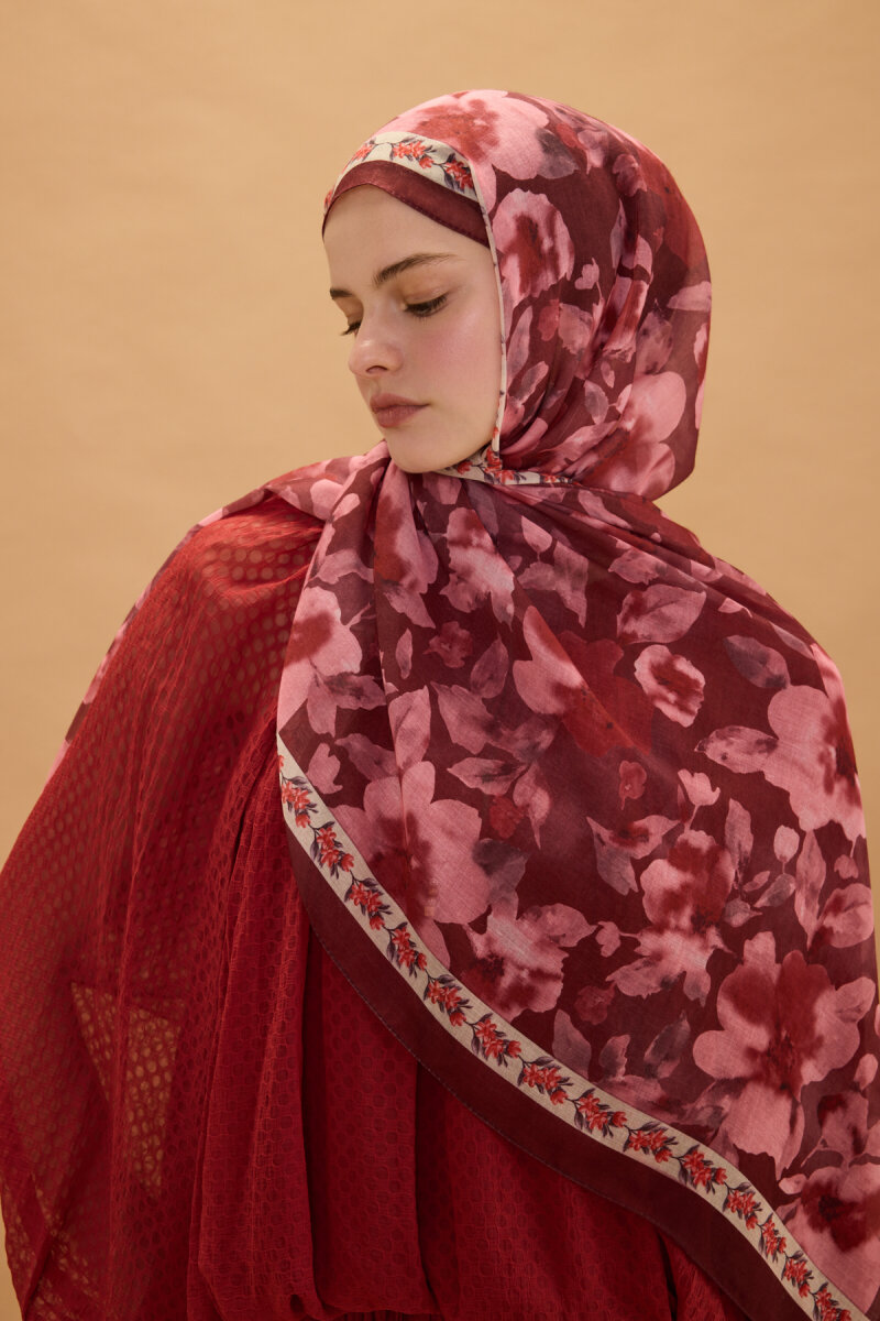 Tokyo Pamuk Soft Şal - Cherry - 4