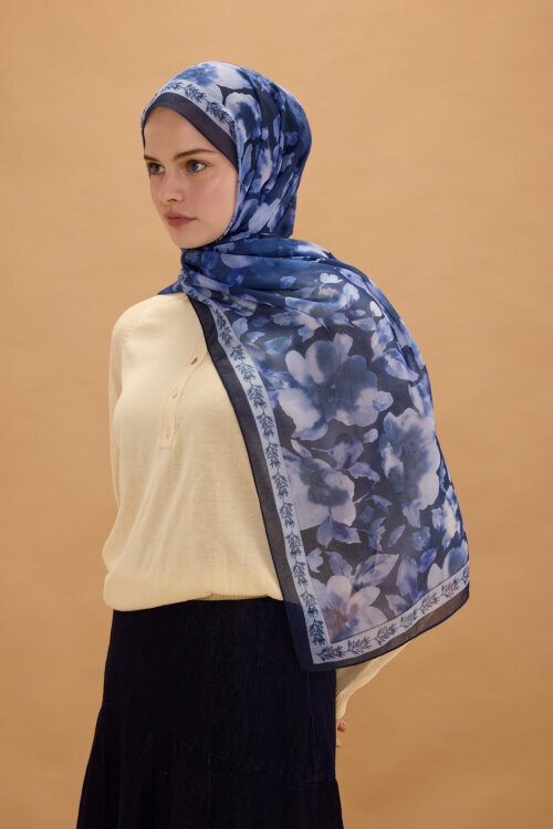 Tokyo Pamuk Soft Şal - Lacivert 
