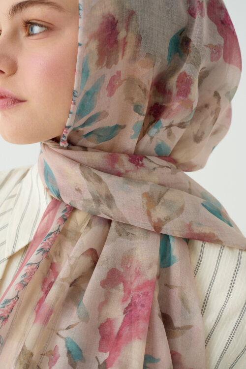 Tokyo Rami Şal - Pudra - Camellia Scarfs (1)