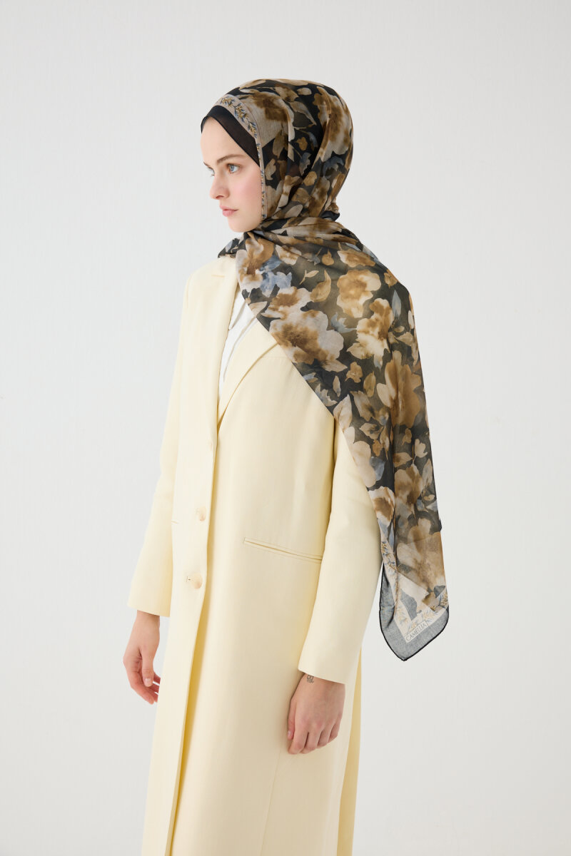 Tokyo Rami Şal - Siyah-Bej - 3