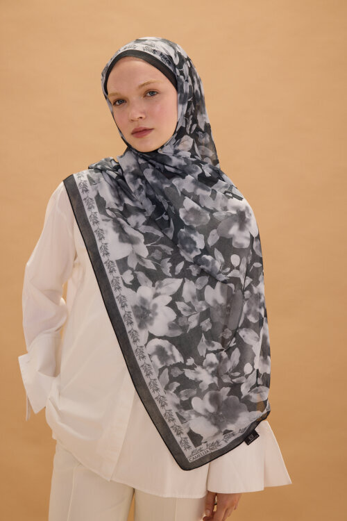 Tokyo Rami Şal - Siyah - Camellia Scarfs (1)