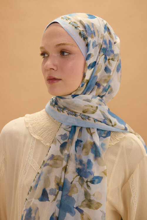 Tokyo Soft Pamuk Şal - Bebe Mavisi - Camellia Scarfs (1)