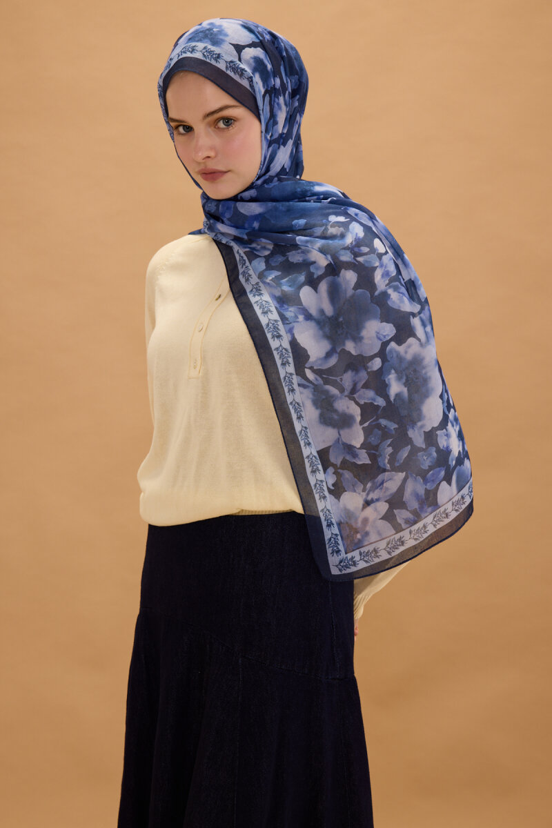 Tokyo Soft Pamuk Şal - Lacivert - 2