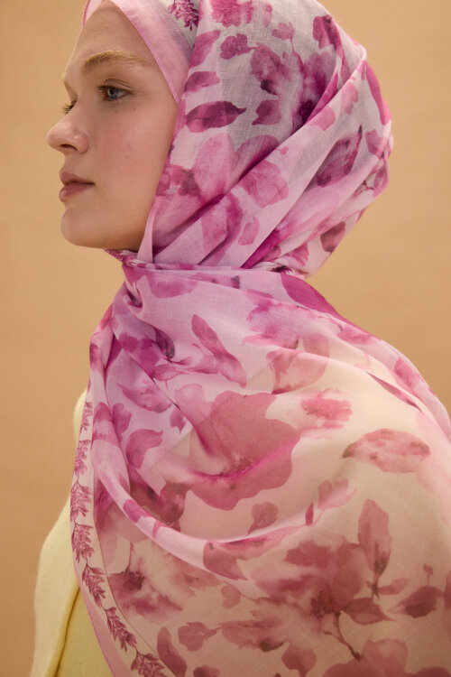 Tokyo Soft Pamuk Şal - Pembe - Camellia Scarfs (1)