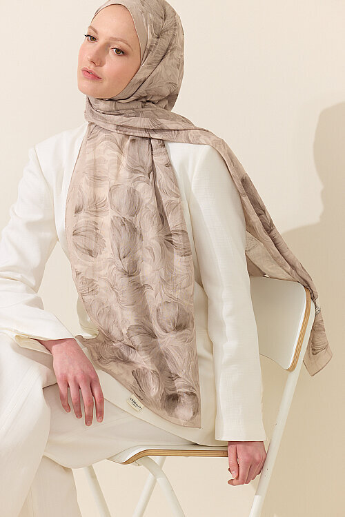 Tulip Kraş Şal - Bej - Camellia Scarfs (1)