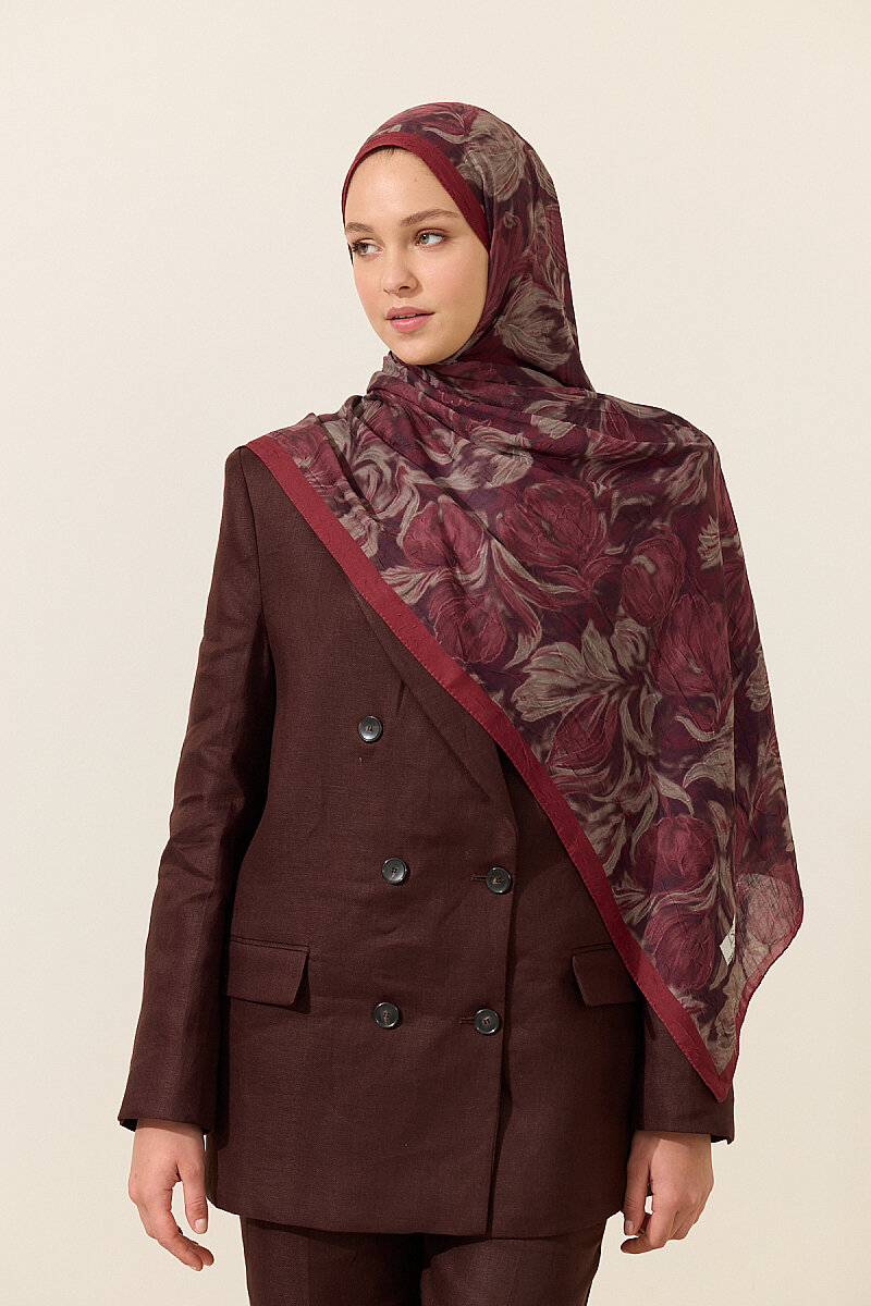Tulip Kraş Şal - Bordo - 2