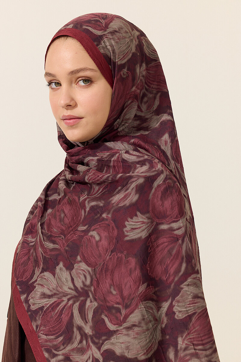 Tulip Kraş Şal - Bordo - 4