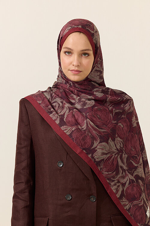 Tulip Kraş Şal - Bordo 