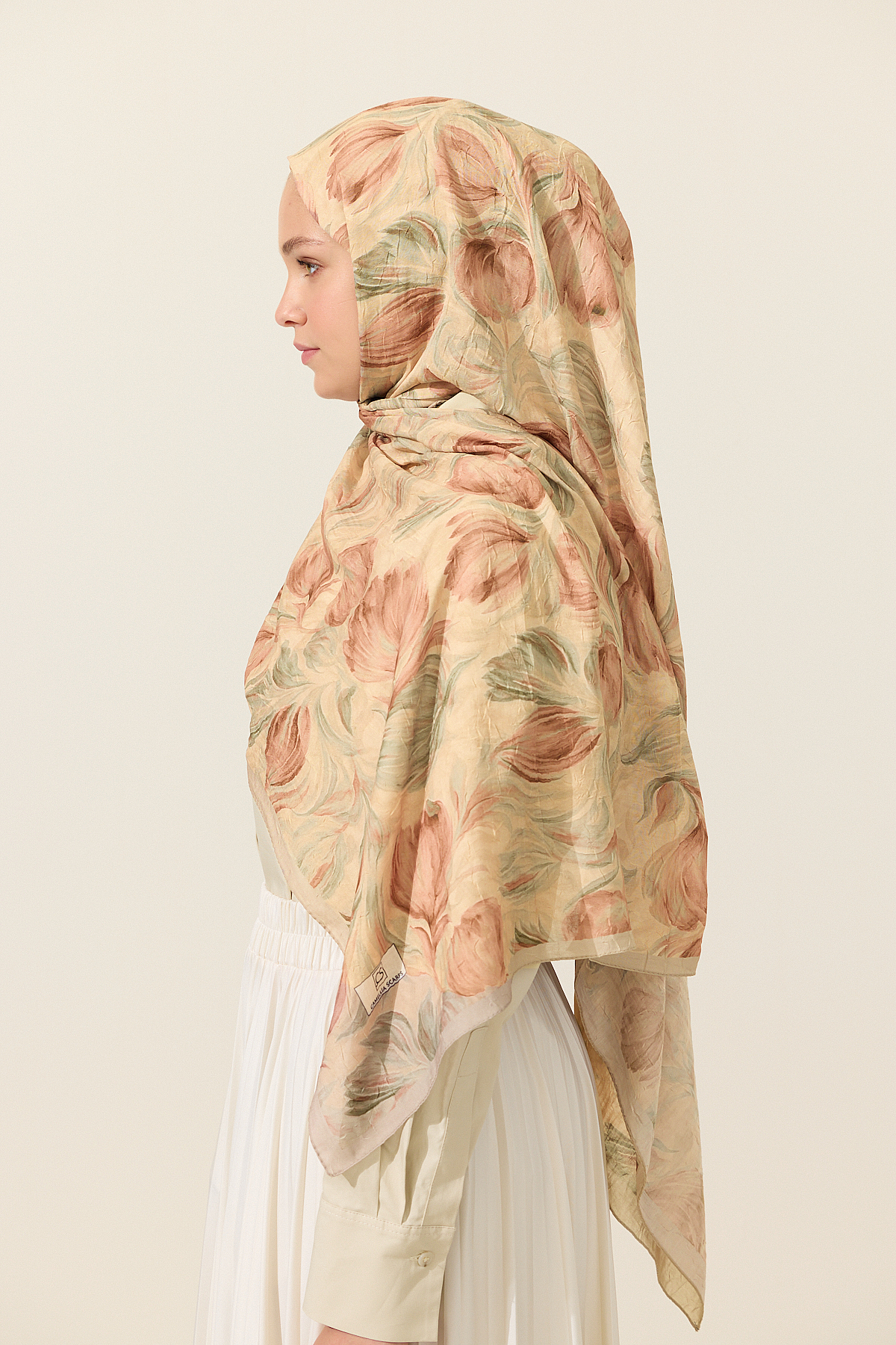 Tulip Kraş Şal - Camel - Camellia Scarfs (1)