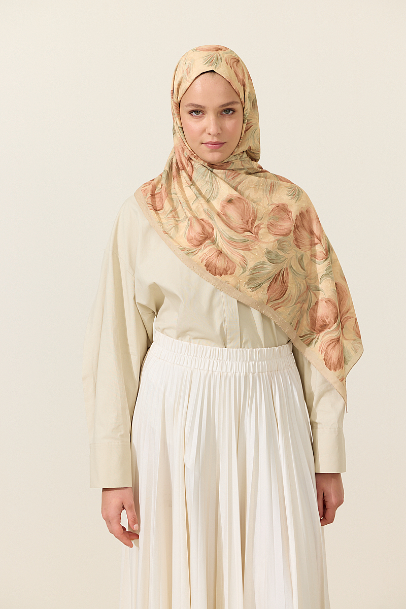 Tulip Kraş Şal - Camel - 1