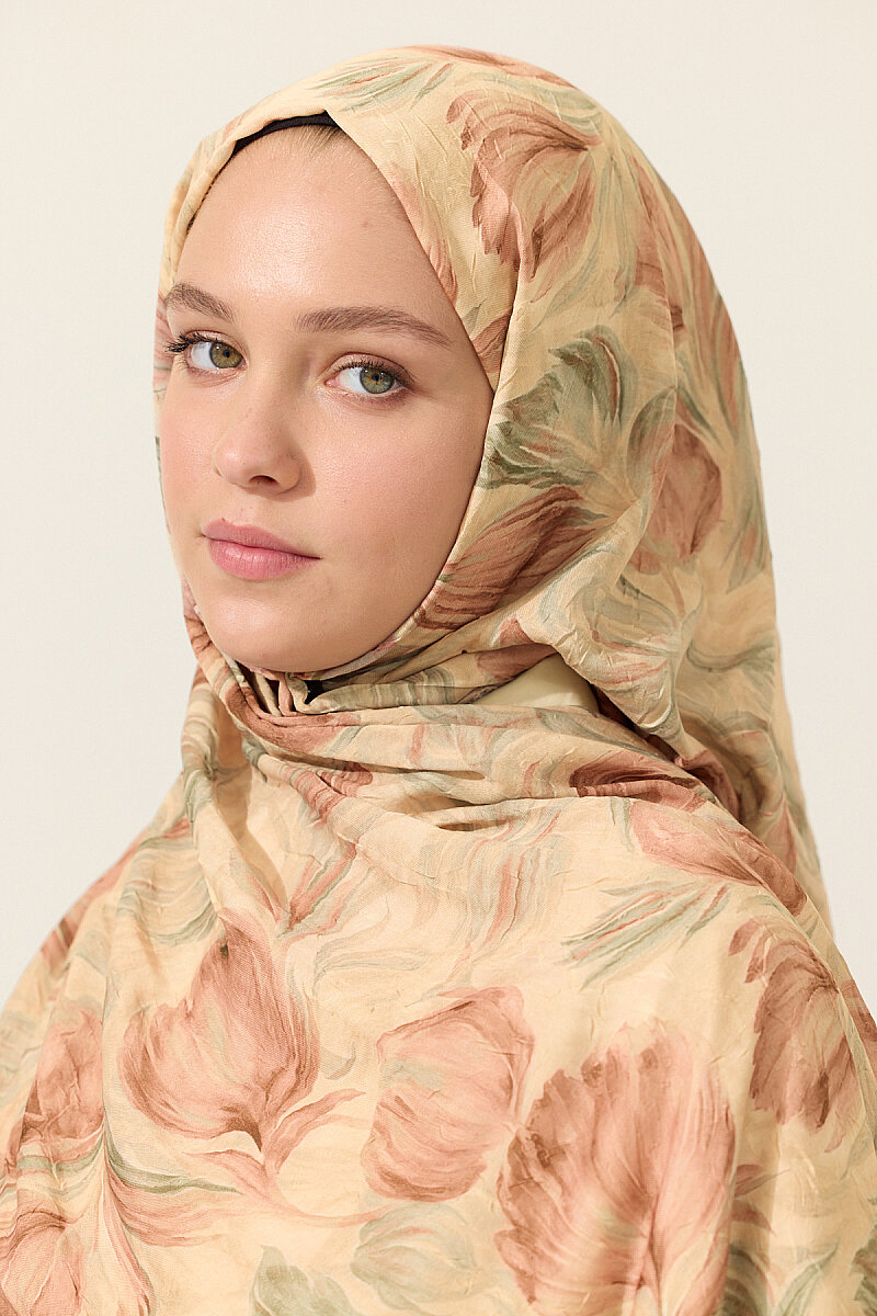 Tulip Kraş Şal - Camel - 4