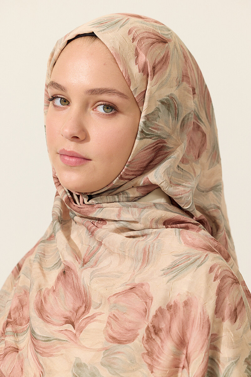 Tulip Kraş Şal - Camel - 3