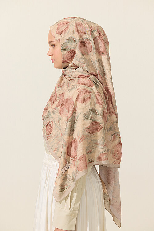 Tulip Kraş Şal - Camel - Camellia Scarfs (1)