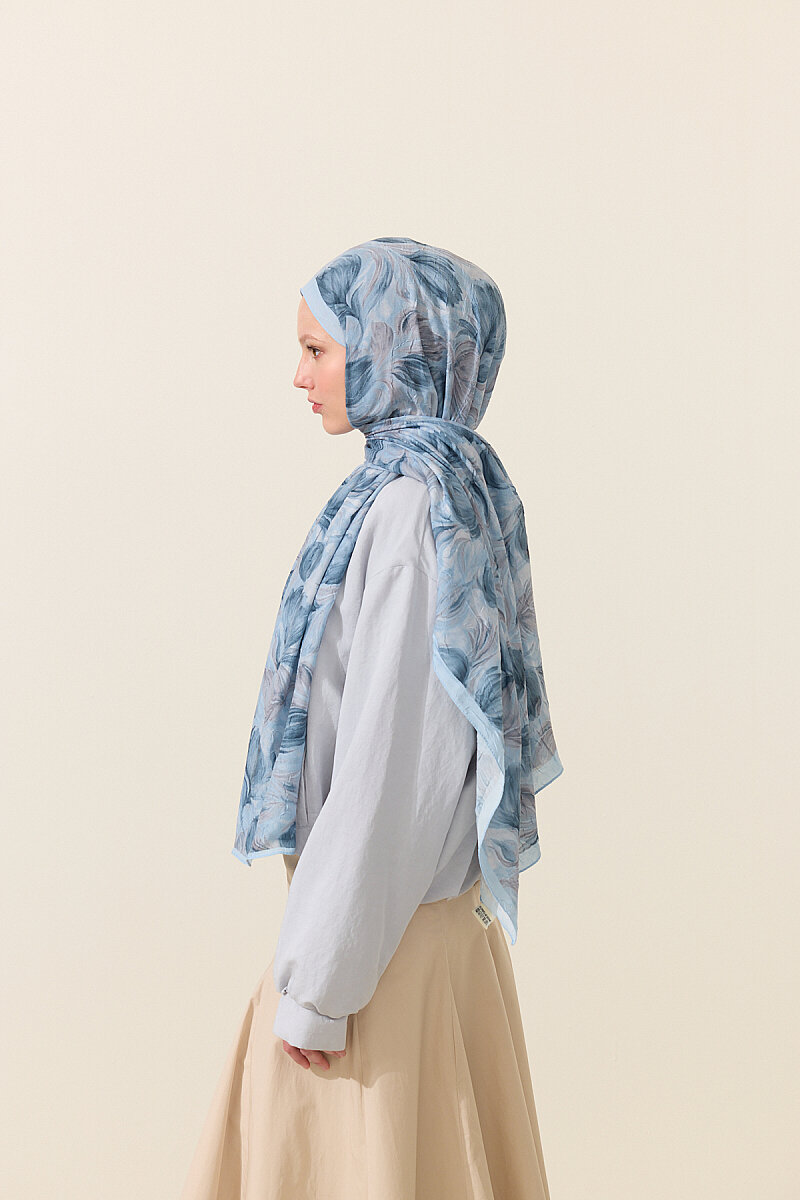 Tulip Kraş Şal - Mavi - 3