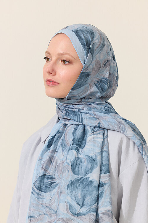 Tulip Kraş Şal - Mavi - Camellia Scarfs (1)