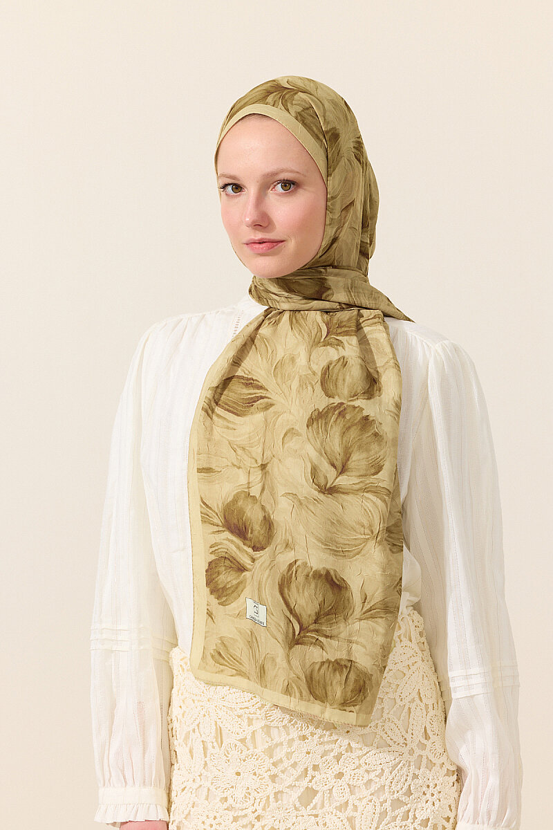 Tulip Kraş Şal - Olive - 1