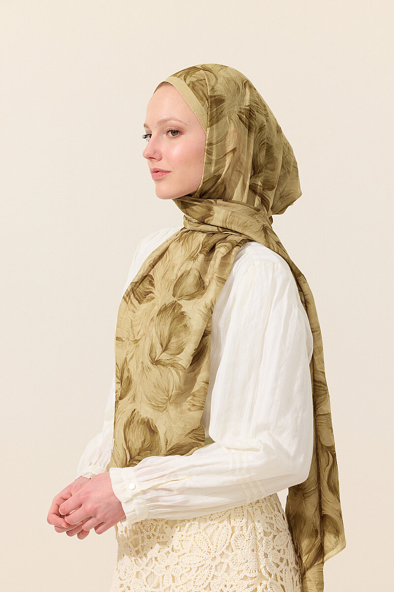 Tulip Kraş Şal - Olive - 2