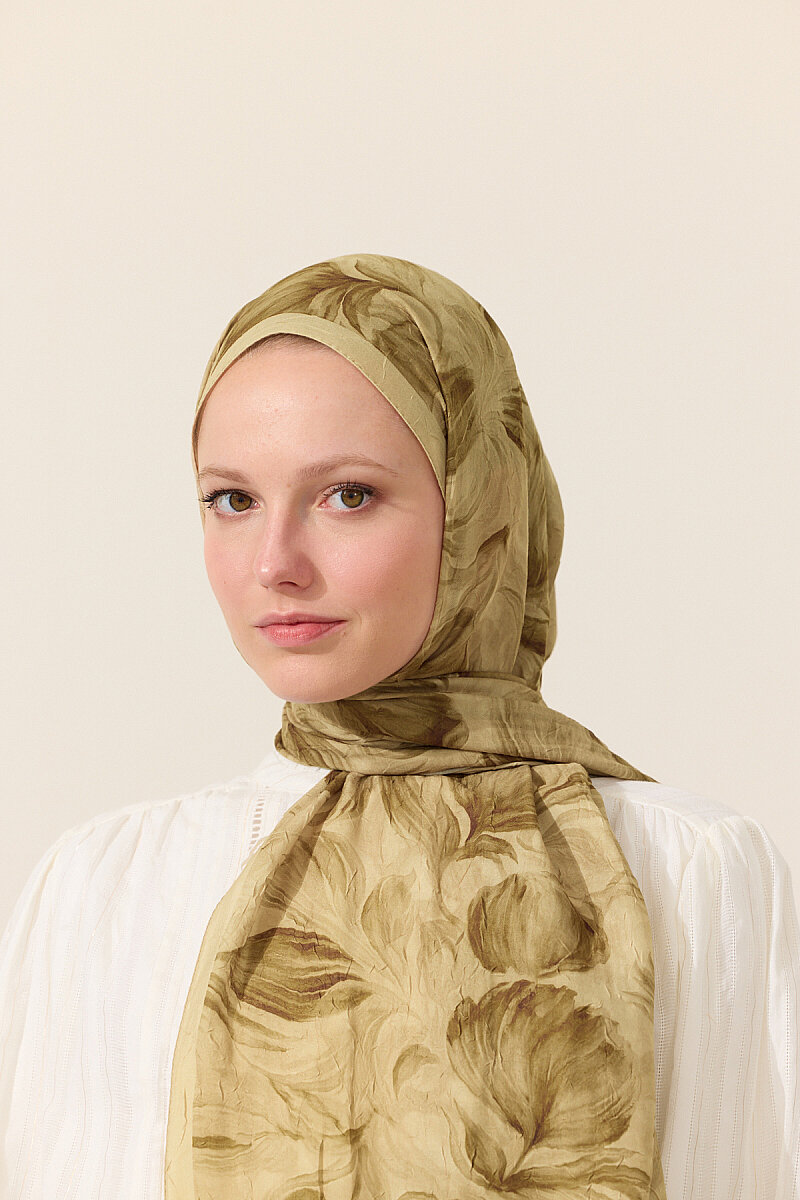 Tulip Kraş Şal - Olive - 3