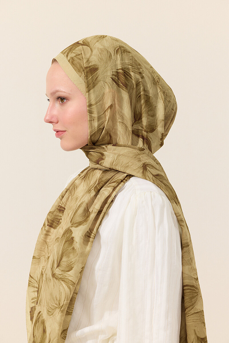 Tulip Kraş Şal - Olive - 4