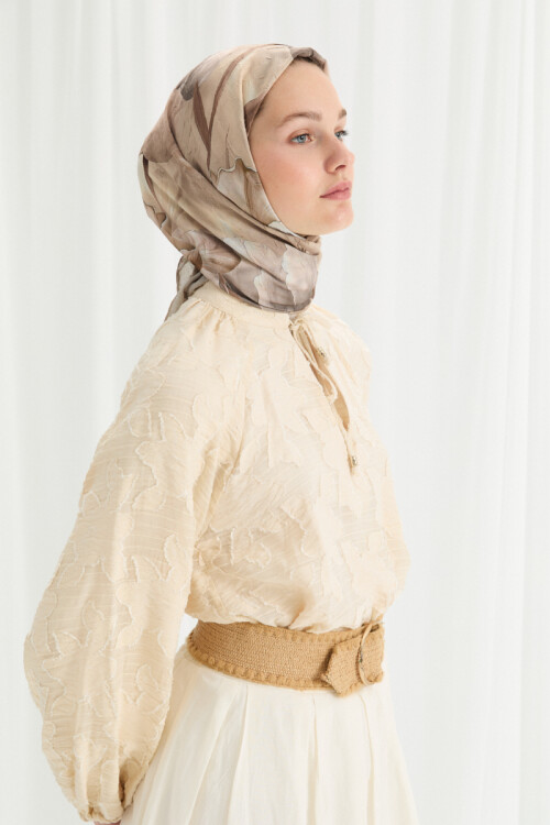 Tulipano Kraş Eşarp - Bej - Camellia Scarfs