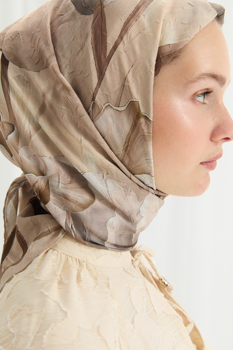 Tulipano Kraş Eşarp - Bej - 3