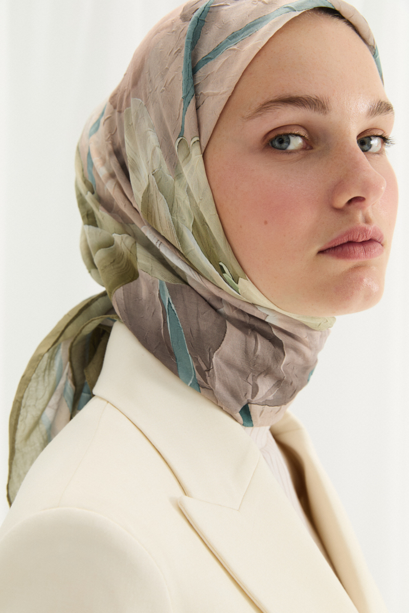 Tulipano Kraş Eşarp - Krem-Çağla - 4