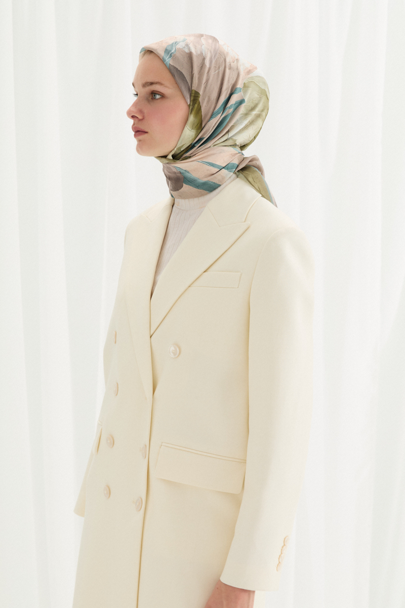 Tulipano Kraş Eşarp - Krem-Çağla - 1