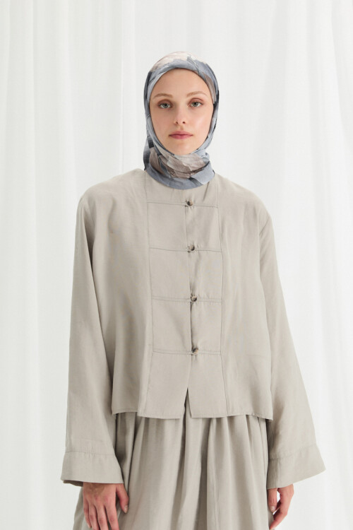 Tulipano Kraş Eşarp - Soğuk Gri - Camellia Scarfs (1)