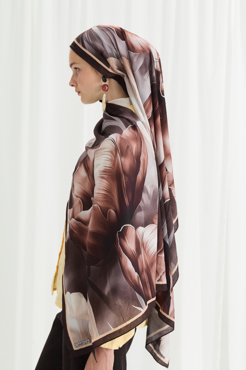 Tulipano Kraş Şal - Kahve - 4