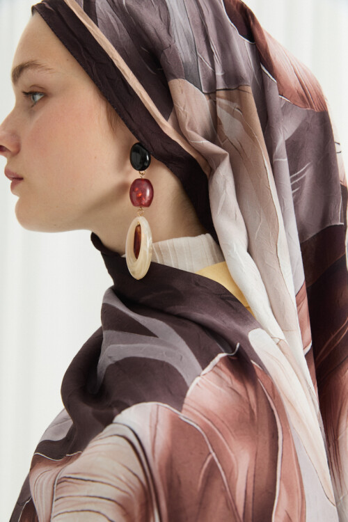 Tulipano Kraş Şal - Kahve - Camellia Scarfs (1)