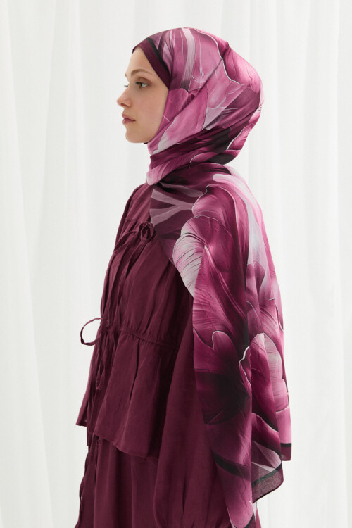 Tulipano Kraş Şal - Mürdüm - Camellia Scarfs (1)