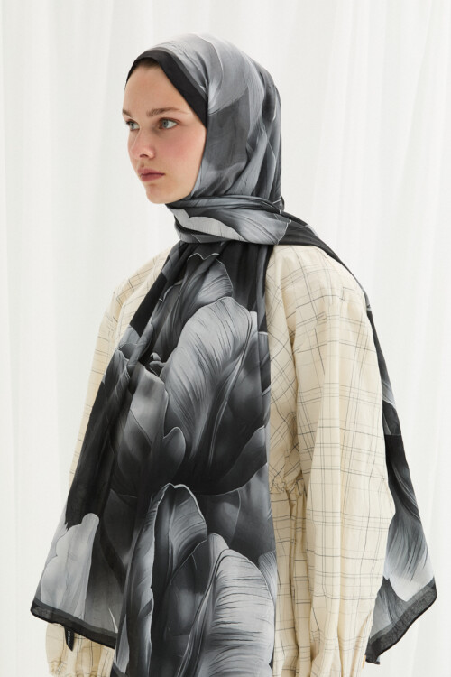 Tulipano Kraş Şal - Siyah - Camellia Scarfs (1)