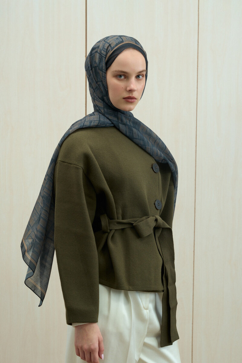 Valentina Rami Şal - Siyah Bej - 1